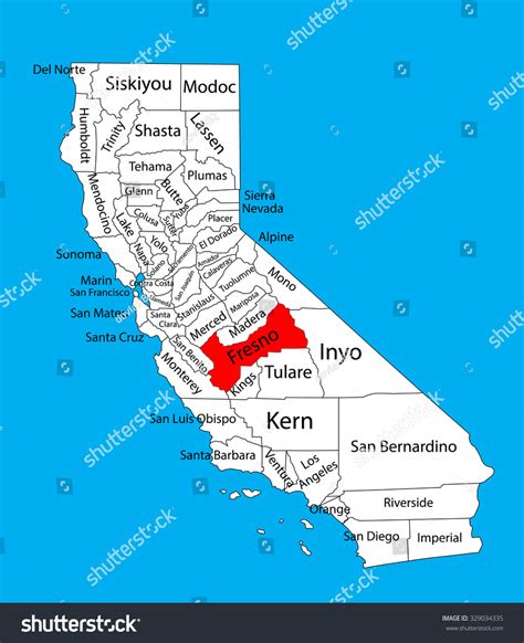 Fresno County California United States America Stock Vector (Royalty