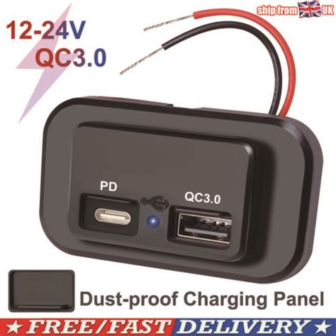 Car DC 12V 24V PD Type C USB Port Fast Charger Socket Power Outlet