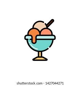 Sundae Ice Cream Dessert Bowl Vector Stock Vector Royalty Free