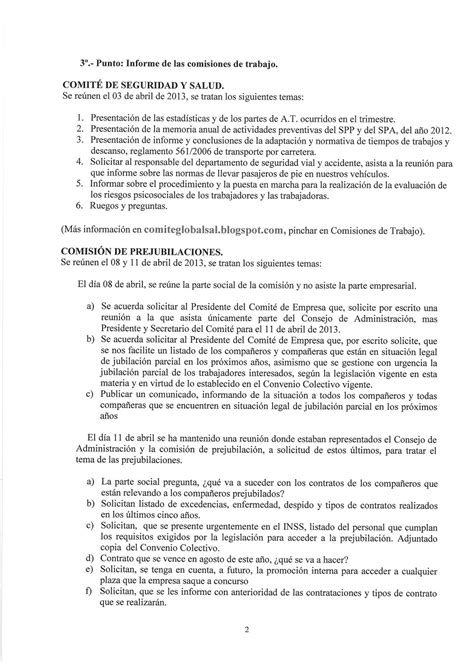 Comité de Empresa Global Salcai Utinsa Acta de la reunión ordinaria