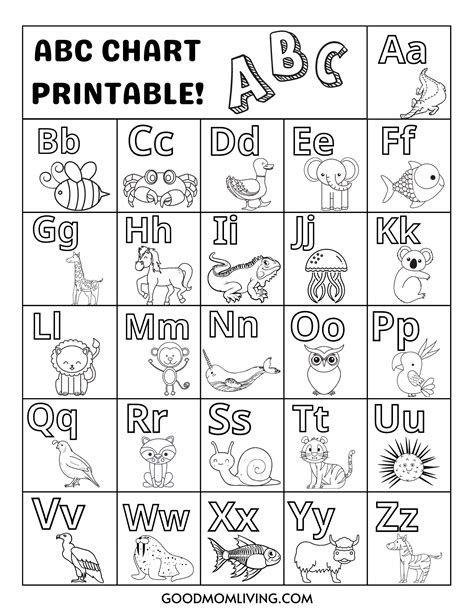 ABC Chart for Kids (Free Printable ABC Alphabet Chart) - Good Mom ...