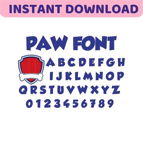 Paw font svg, paw font cricut, patrol font silhouette, Blue - Inspire Uplift