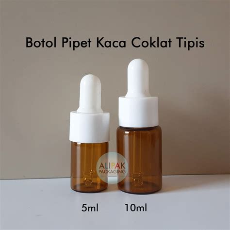 Jual BOTOL PIPET 5ml KACA COKLAT TIPIS RING MULUS PUTIH KARET PUTIH