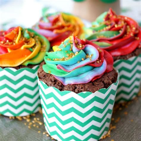 Chocolate Bailey S Cupcakes With Rainbow Frosting The Baking Fairy