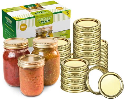 Ball Kerr Wide Mouth Mason Jar Canning Lids And Rings 12 Sets Gold