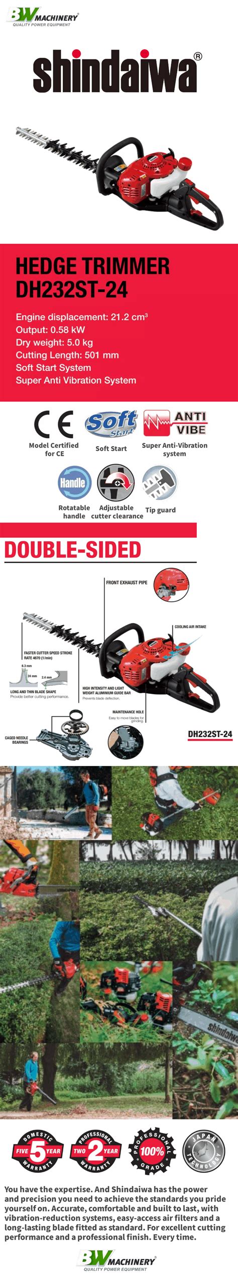 Shindaiwa Dh St Hedge Trimmer B W Machinery