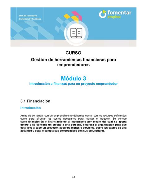 M Dulo Ni Idea S Curso Gesti N De Herramientas Financieras Para