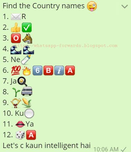 Find the Country Names Whatsapp Quiz | Puzzles World