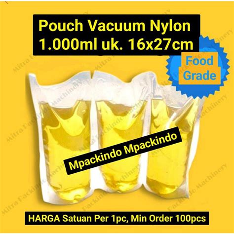 Jual Plastik Vacuum Standing Pouch Bening Nylon Liquid Cairan Minuman