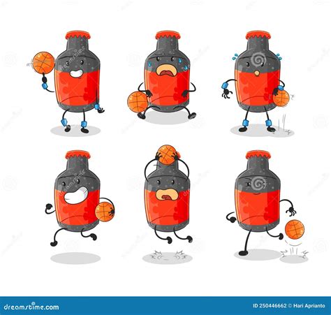 Personagem De Grupo De Jogadores De Basquete Cola Vetor Mascot