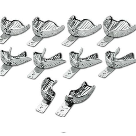 BMS DENTAL Set Of 10 Perforated Stainless Steel Impression Trays With