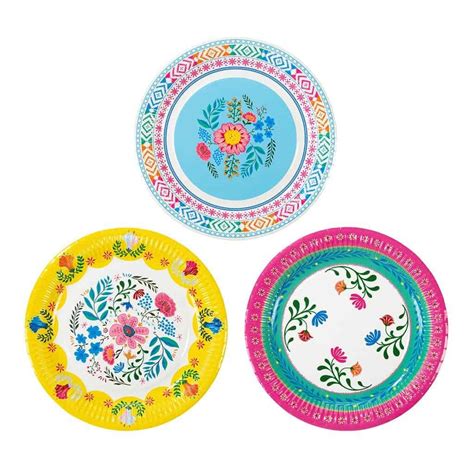 Boho Fiesta Paper Plates Medium Enfete Party Supplies And Decor