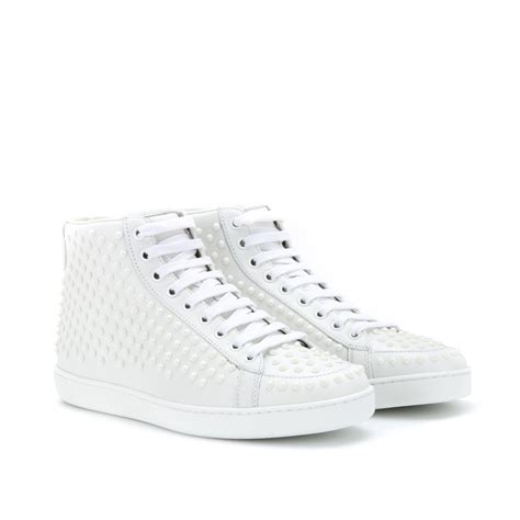 Lyst - Gucci Studded Leather Sneakers in White