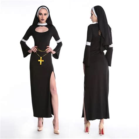 Black Nun Costume Religious Hens Party Fantasia Cosplay Fancy Dress In