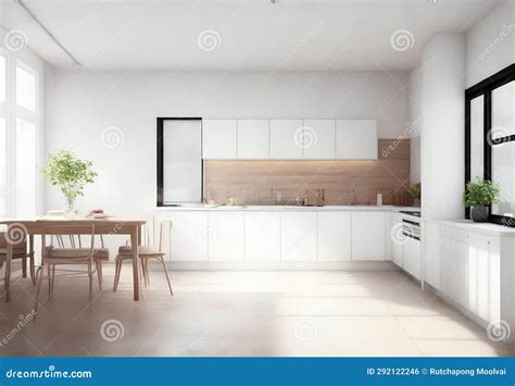 Modern Kitchen Room Interior Design Stock Photo - Image of light, empty ...