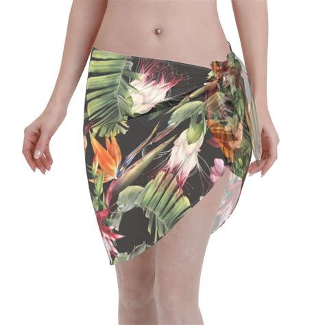 Coaee Watercolor Tropical Flowers Women S Short Sarongs Beach Wrap