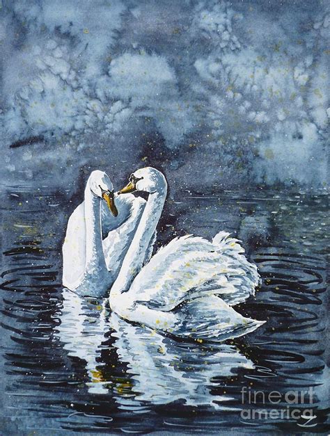 Swan Pair Painting by Zaira Dzhaubaeva | Pixels