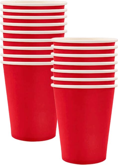 Mienocol 16pcs Red Paper Cups 9oz Disposable Tableware Party Cups Solid