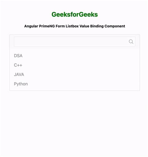 Angular Primeng Form Listbox Value Binding Component Geeksforgeeks