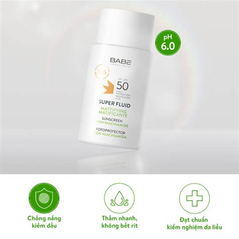 Kem Chống Nắng Kiểm Soát Dầu Cho Da Dầu Mụn Laboratorios BABE Super Fl Lam Thảo Cosmetics