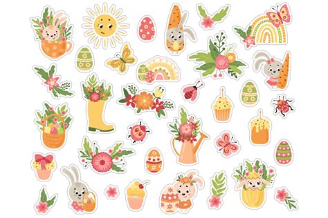 Easter Printable Stickers Cricut Design By Helgakov Thehungryjpeg