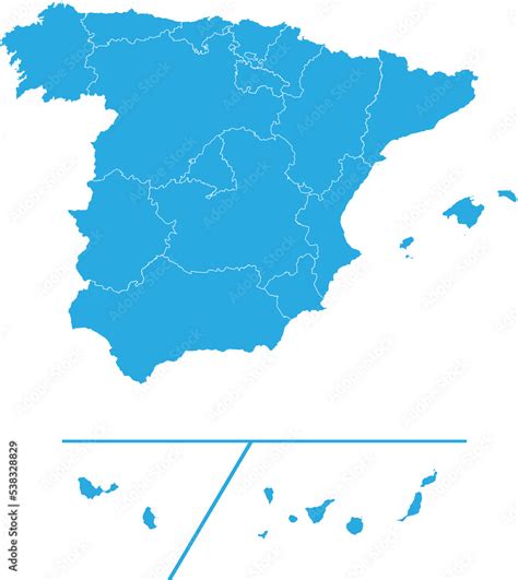 spain Provinces map. High detailed blue map of spain Provinces on ...