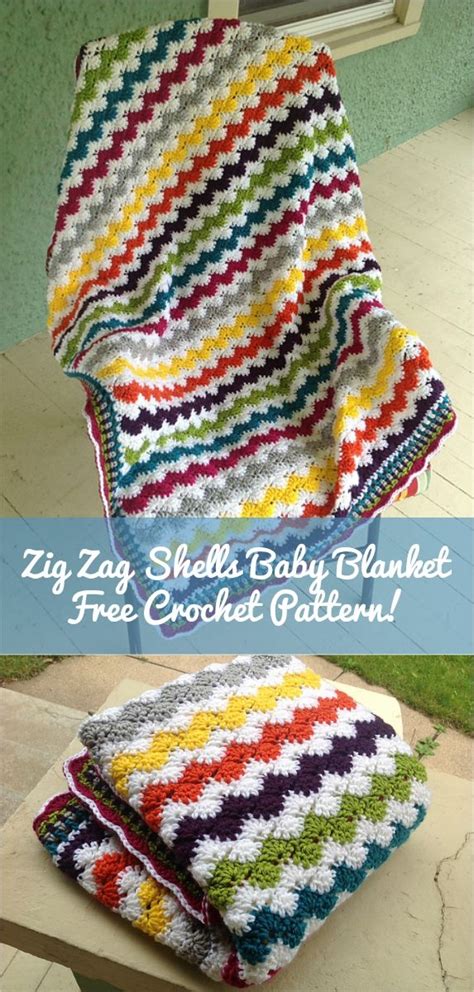 Zig Zag Shells Baby Blanket Free Crochet Pattern Crochet For