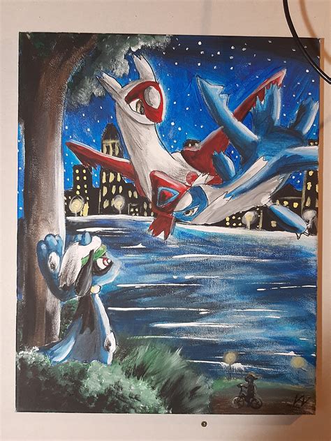 Flying In My Dreams Commissioned Latios And Latias Painting Featuring