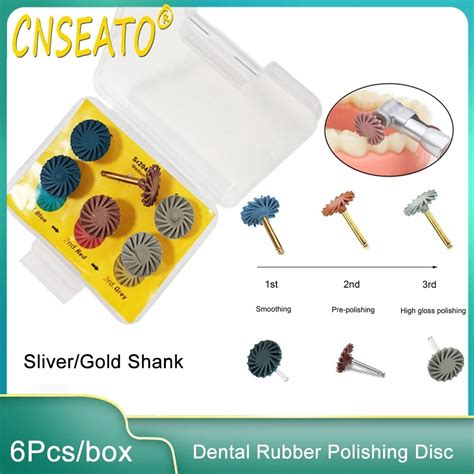 6Pcs Set Dental Rubber Polisher Composite Resin Polishing Discs RA