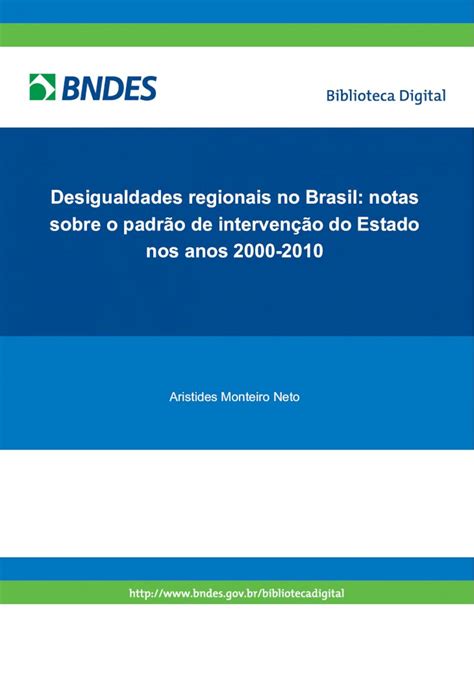 PDF Desigualdades regionais no Brasil notas sobre o padrão de