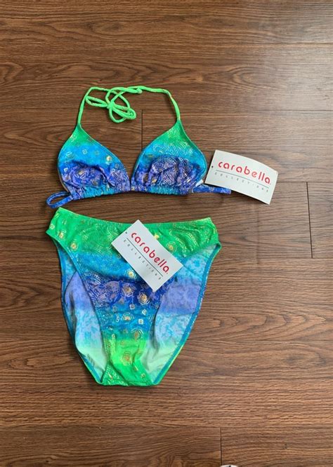 Vintage Carabella String Bikini With High Cut Bottom Gem