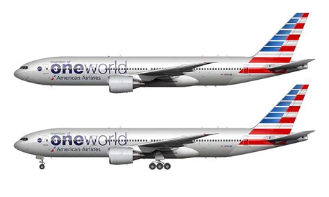 American Airlines One World 777 223 Er Illustration Norebbo