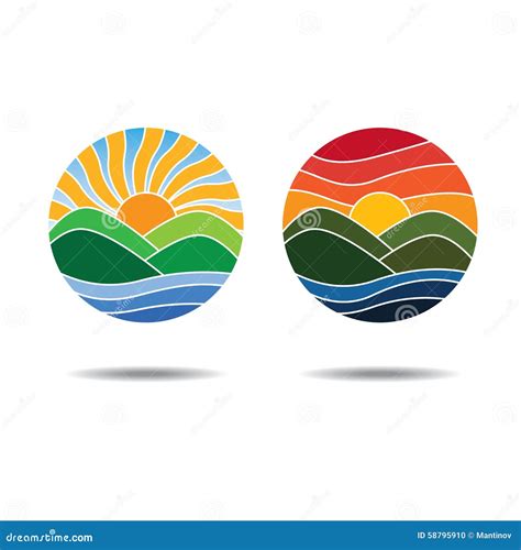 Sunrise And Sunset Logos Stock Vector Illustration Of Tourism 58795910