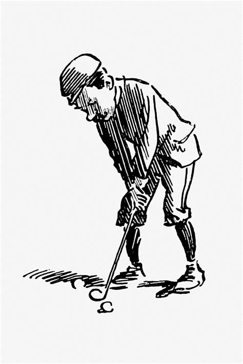 Golfer Vintage Drawing Free Public Domain Illustration 573472