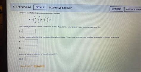 Solved Consider The Following Nonhomogeneous System