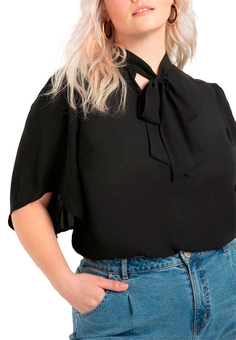 Eloquii Women S Plus Size Bow Blouse With Flutter Sleeve Walmart