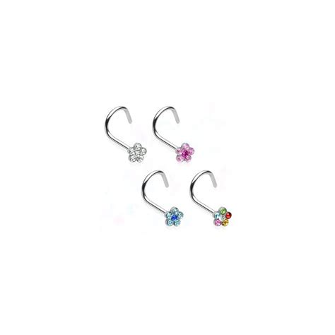 Piercing Nez Fleur Cristal En Acier