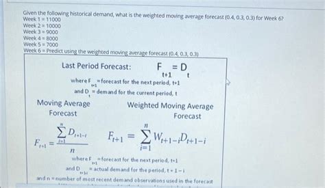 Solved Given The Following Historical Demand What Is The