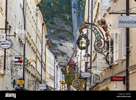 Salzburg Austria October 29 2018 Famous Shopping Street