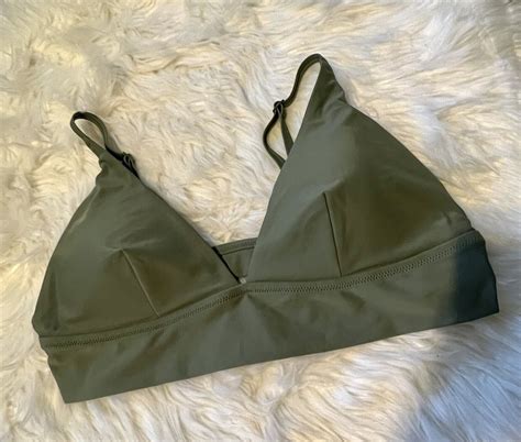 Aerie Triangle Bikini Top Bralette Olive Green Xl R Gem