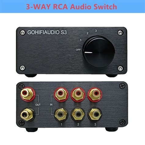 3 Way Rca Stereo Audio Switch 3 In 1 Out Source Input Signal Selector