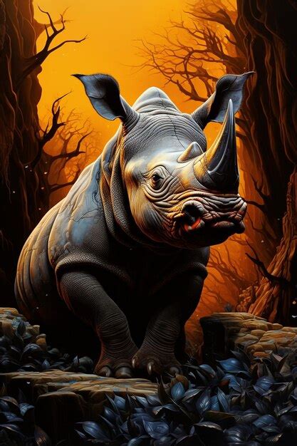 Premium Photo | Realistic rhinoceros illustration for kids