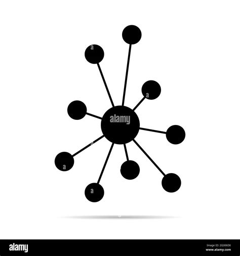 Hub Flat Network Icon Connect Structure Vector Symbol Isolated On