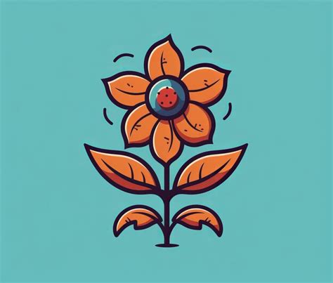 Una Flor De Dibujos Animados Con Un Fondo Azul Y Una Flor Azul Con Una