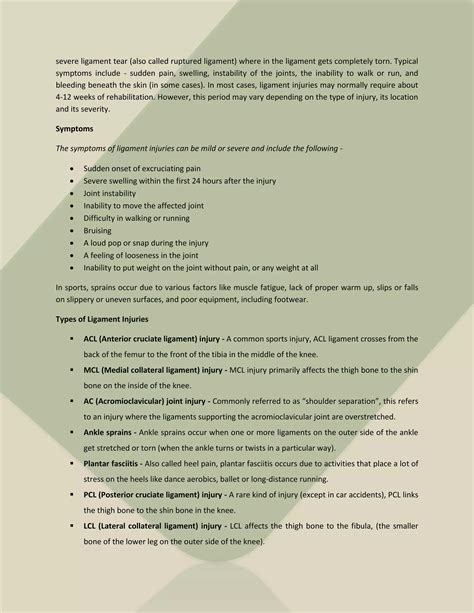 Ligament Injuries - Types, Symptoms and Treatment | PDF | Death, Injury