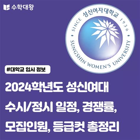 2024 성신여자대학교 성신여대 수시정시 일정 경쟁률 모집 인원 등급컷 총정리