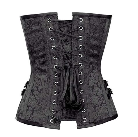 Noble Black Jacquard Weave Fabric Steel Bone Overbust Corset N10066