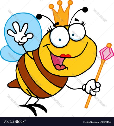 Queen Bee Cartoon Royalty Free Vector Image Vectorstock