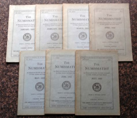 1923 THE NUMISMATIST VOL. 36 / 7 Issues - Coins Magazine ANA