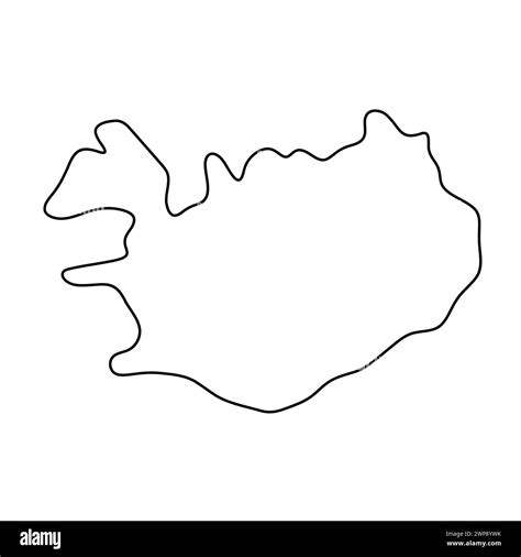 Iceland Country Simplified Map Thin Black Outline Contour Simple